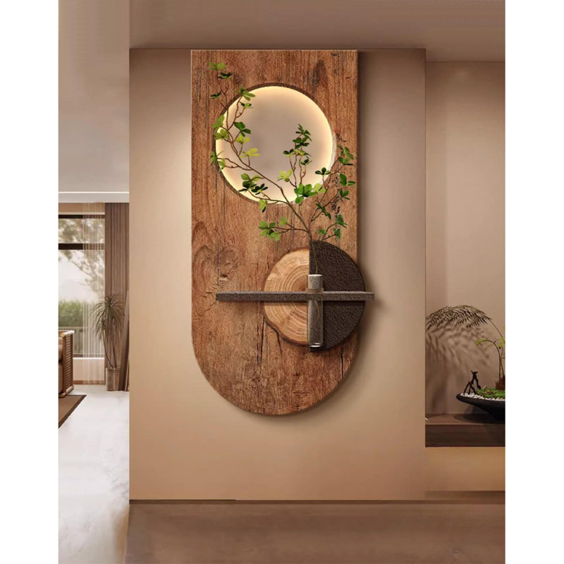 Feng Shui ancien, plante verte, éclairage à DEL, H 55,12 po x l 27,56 po x P 0,47 po