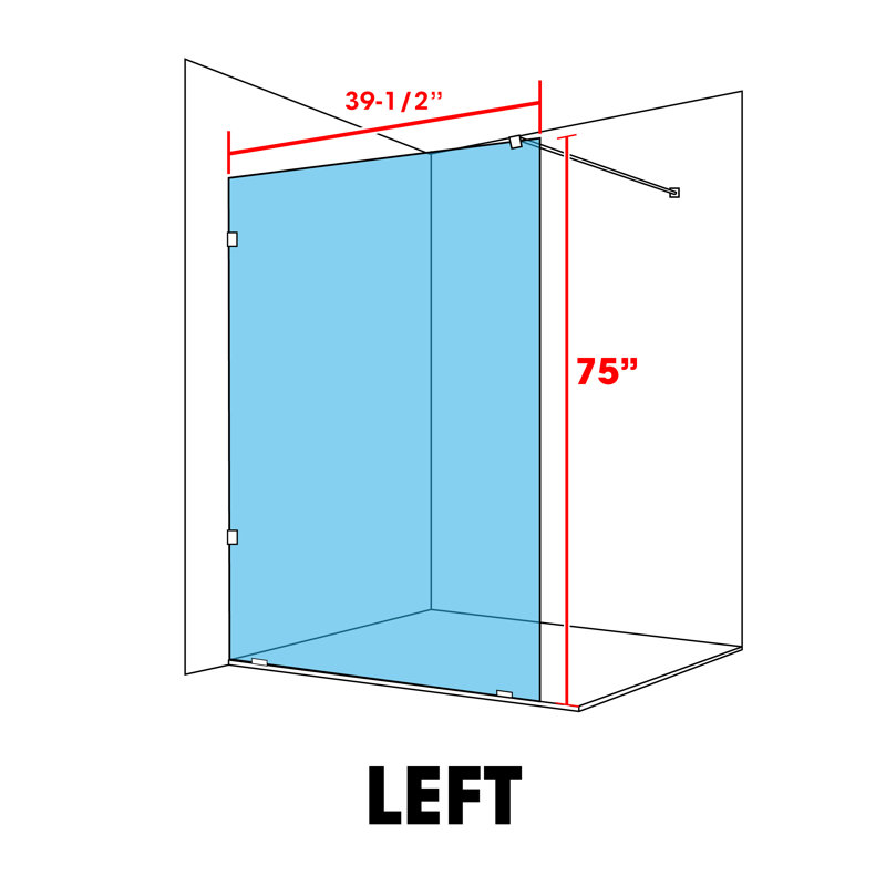 47 In W x 75 In H Frameless Shower Glass Divider with Permanent Frosted Design