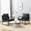 Ensemble de 1 canapé classique en cuir de polyuréthane noir et structure en métal - Conception ergonomique, un mélange parfait de styles moderne et industriel
