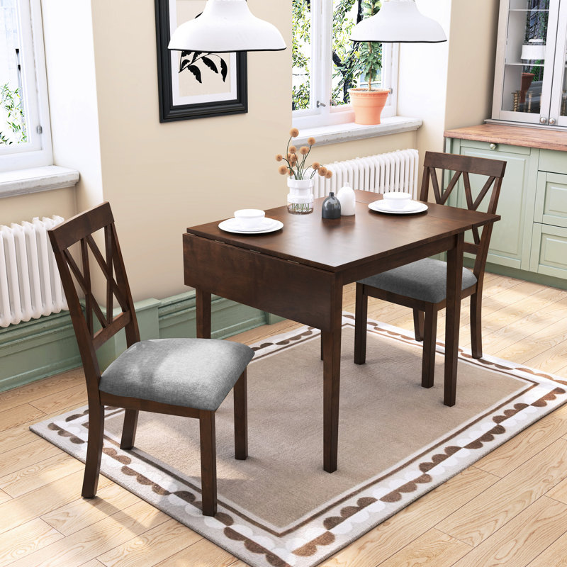 Table de salle à manger pliante pour 4 personnes mesurant 29,9 po x l 46,5 po x 30 po avec pieds en bois d'hévéa massif, espace de salon, petits espaces rectangulaires de style contemporain classique, mobilier de chambre