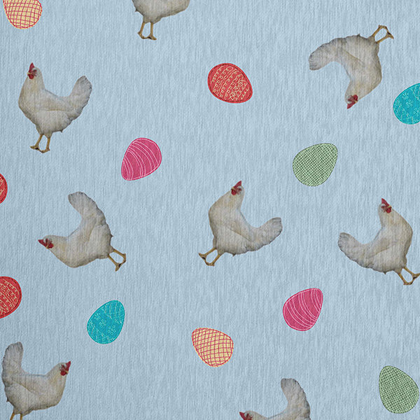 Tapis en chenille de Pâques avec poules et œufs, Rectangle 3 pi x 5 pi