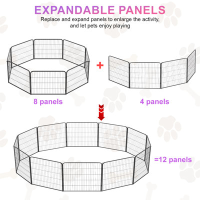 Dog Playpen Indoor 4 Panels Dog Pen For Medium And Large Dogs, Exercise Pen Pet Dog Fence With Doors Pet Puppy Playpen For RV Camping Yard, Black