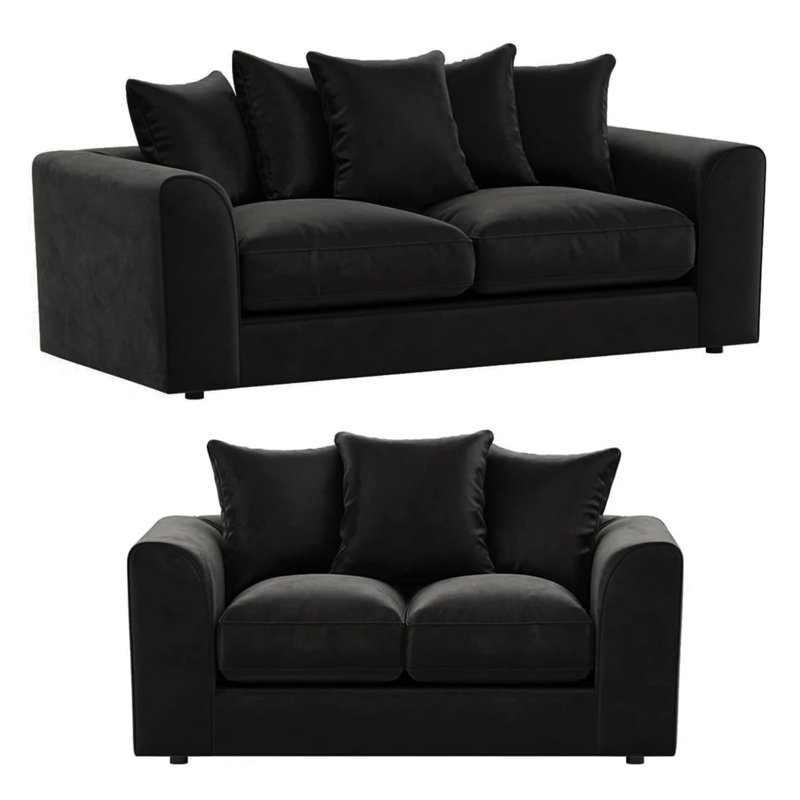 5 Seater Velvet Sofa, Black