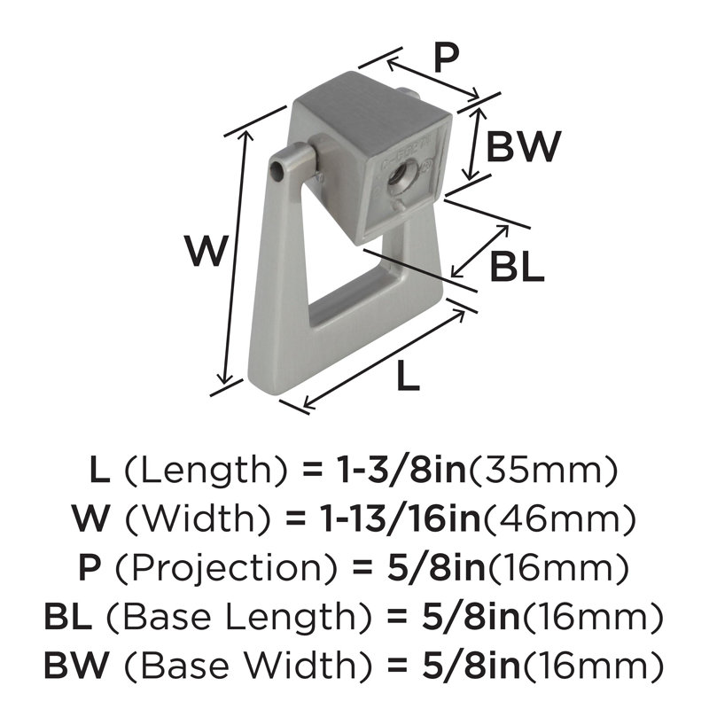 Blackrock 1-13/16 inch (46mm) Length Satin Nickel Pendant Cabinet Pull, Satin Nickel