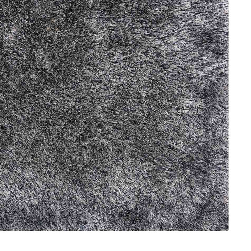 Tapis en polyester à poils longs touffetés à la main écologiques - Rectangle, bleu blanc, conception unie, tapis antidérapants faits à la main épais pour le salon, la chambre à coucher