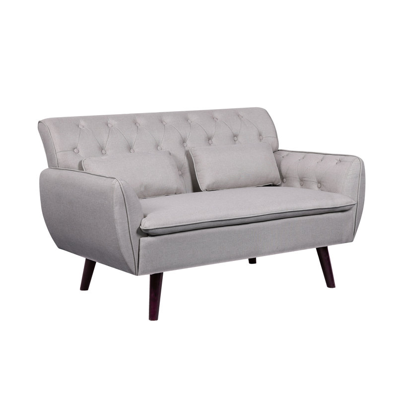 Nicolasa 53.2" Linen Round Arm Loveseat, Tan