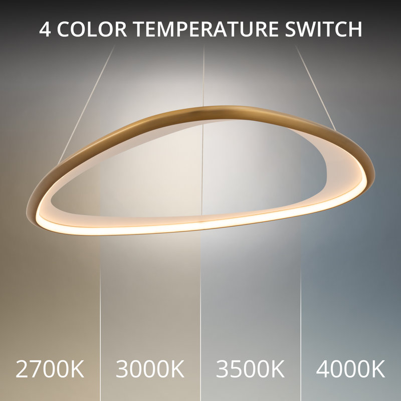 Oyster LED Pendant, Aged Brass, 34" W x 34" D, 3000K