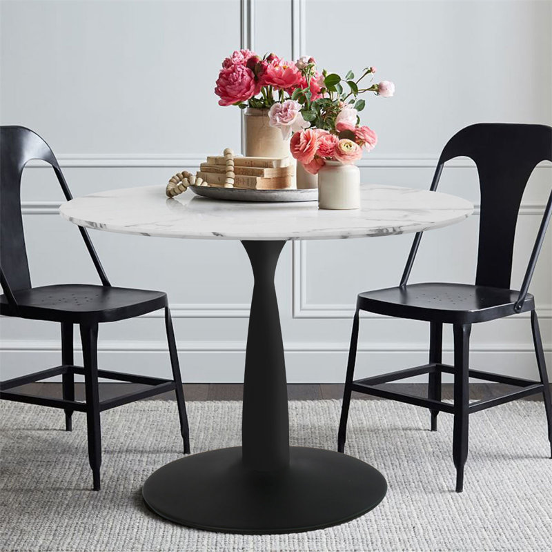 Jablon 40" Round Petite Dining Table, Black