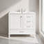 Meuble-lavabo simple Quill de 91 cm (36 po) en blanc éclatant avec comptoir en céramique blanche, portes de style Shaker et rangement à fermeture amortie