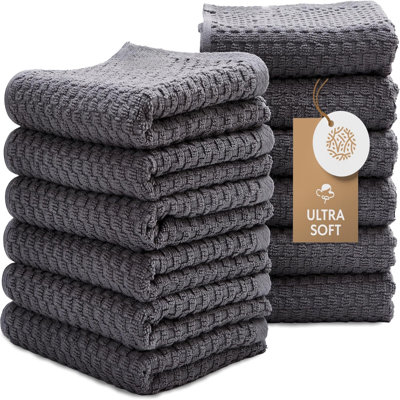 Serviettes de cuisine super absorbantes, paquet de 12 - serviettes de cuisine 100% coton de qualité supérieure, serviettes de cuisine turquoise épaisses lavables à la machine de 450 g / m² pour le séchage, le nettoyage, le tissage ratiné et une qua