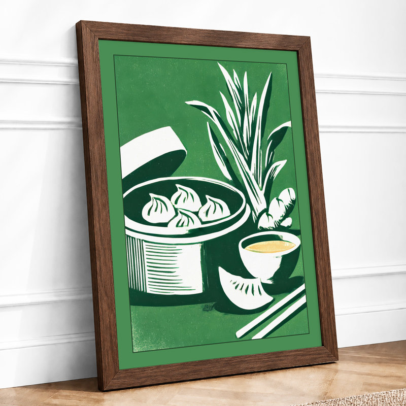 Dumplings And Broth Japandi - Print, A1 - 84.1 x 59.4 cm, Walnut