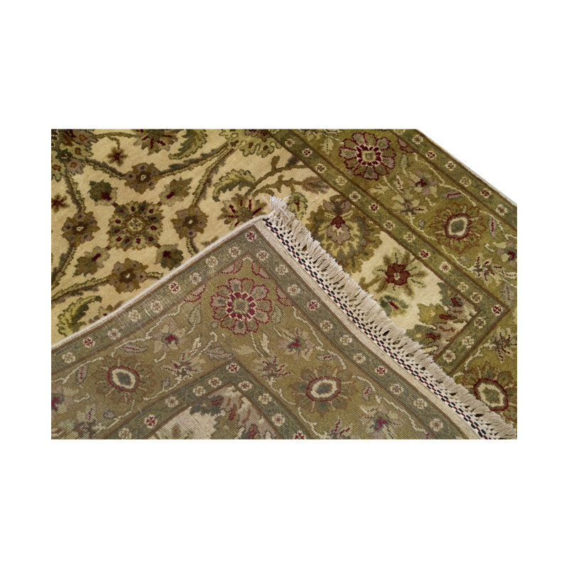 Tapis ivoire et doré de haute qualité noué à la main