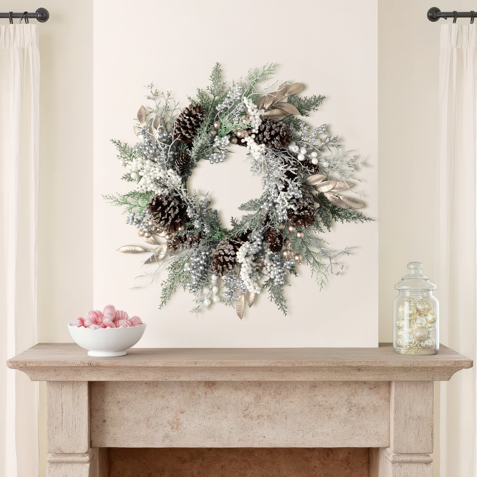 25'' Faux Berry Polyethylene Plastic Wreath
