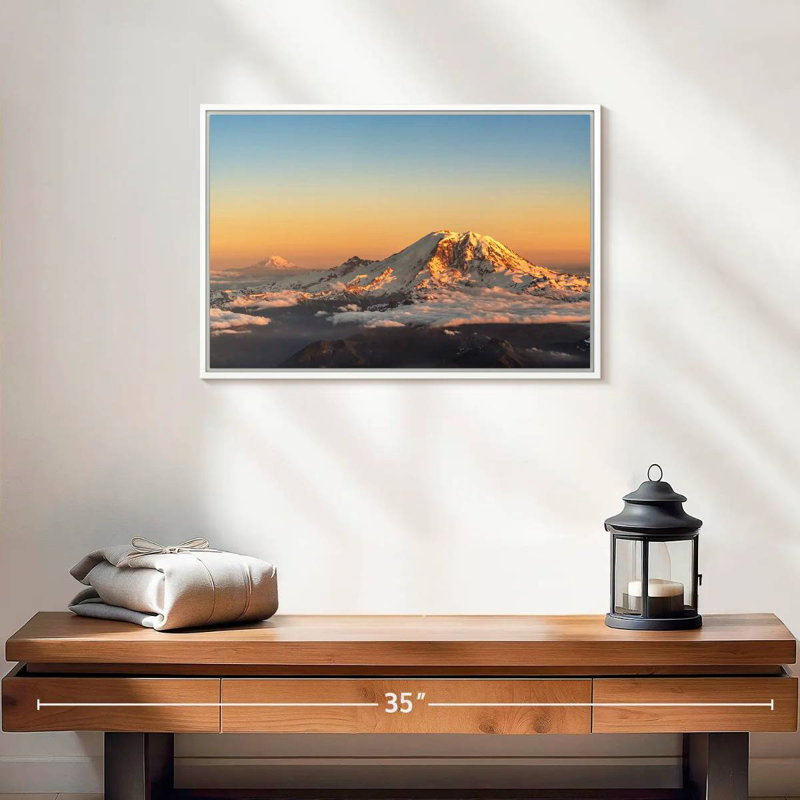 Winter Cascade Range, Floating Frame White, 19" X 13"