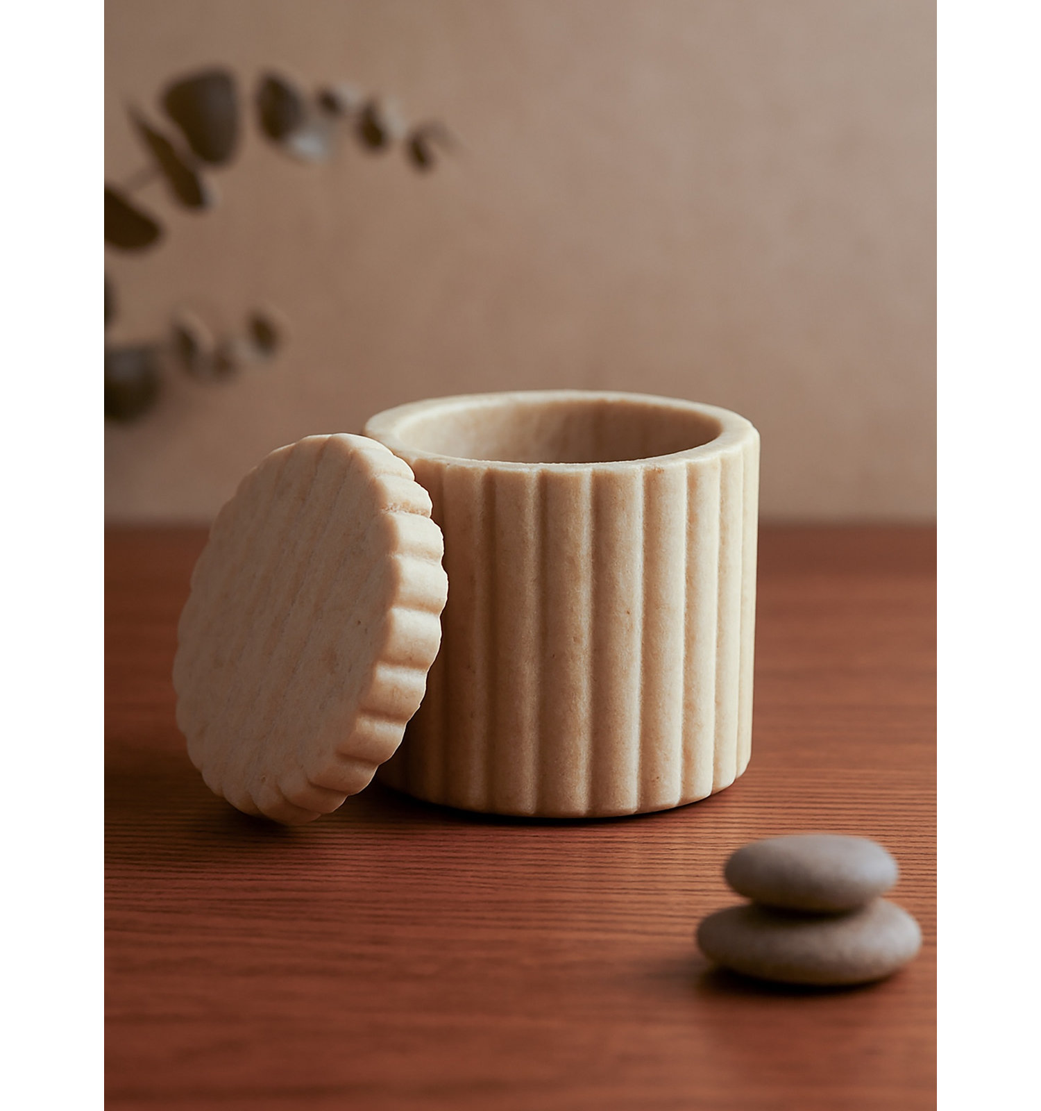 Stoneware Jar, Brown, 4" H x 4" W x 4" D