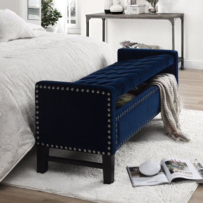 Tess Velvet Upholstered Bench with Flip Top