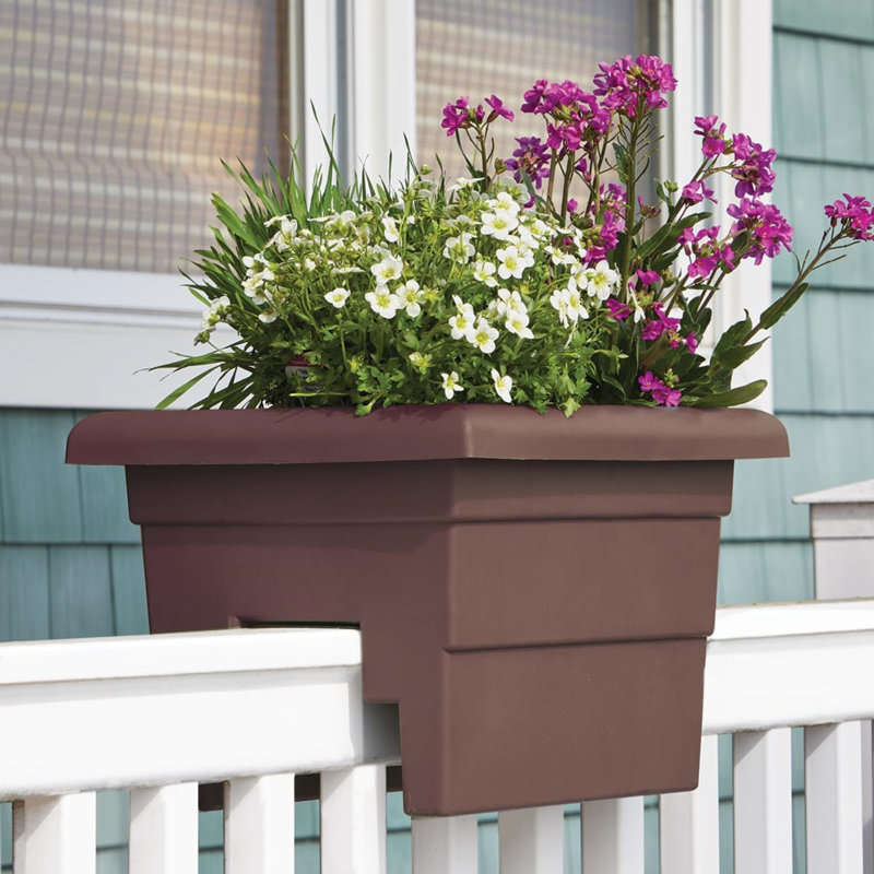 Winston Porter Root & Vessel Countryside Plastic Rail Planter, Brown, 16in