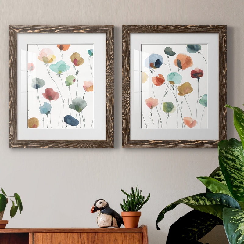 «Lollipop Garden I», ensemble de 2 impressions, Impression encadrée avec passe-partout, H 20 po x l 17 po, Érable