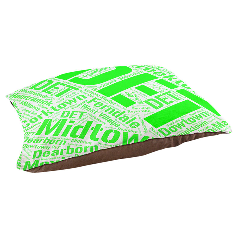 Coussin de chien « districts », Grand (l 40 po x P 30 po x H 14 po), Vert, Détroit