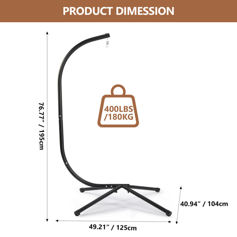 124 In.H Outdoor C-Shaped Hanging Chair Stand