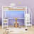 Full Loft Bed with Desk, Wardrobe, USB Charging Station, and LED Lighting