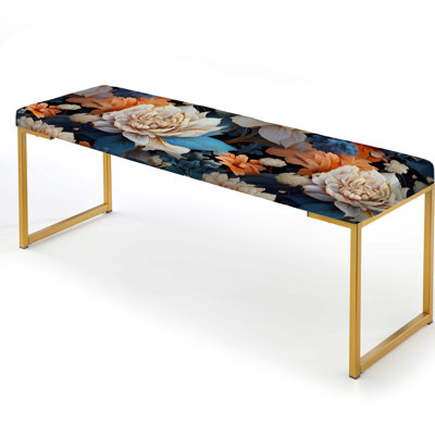 Banc floral rembourré or