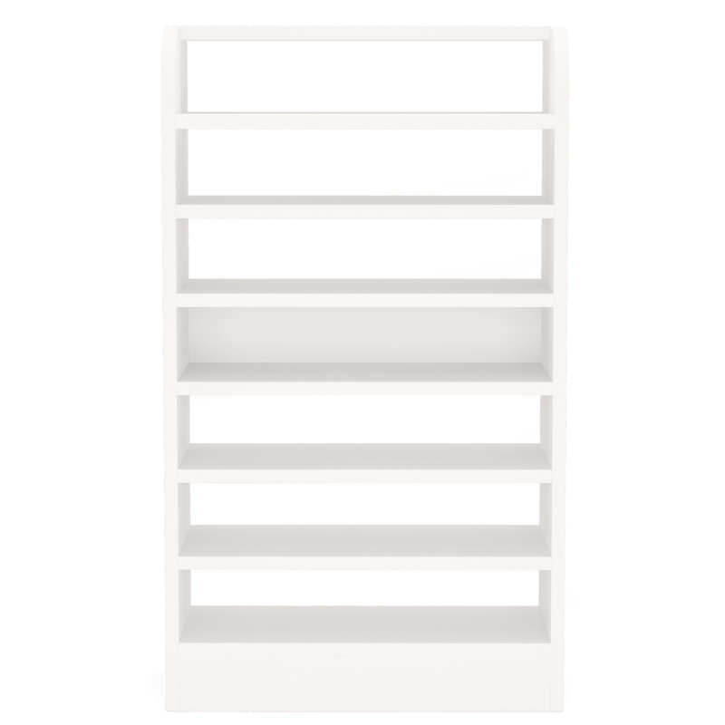 Range-chaussures blanc de 25,59 po de largeur, grande étagère à chaussures à 8 niveaux, armoire à chaussures en bois blanc