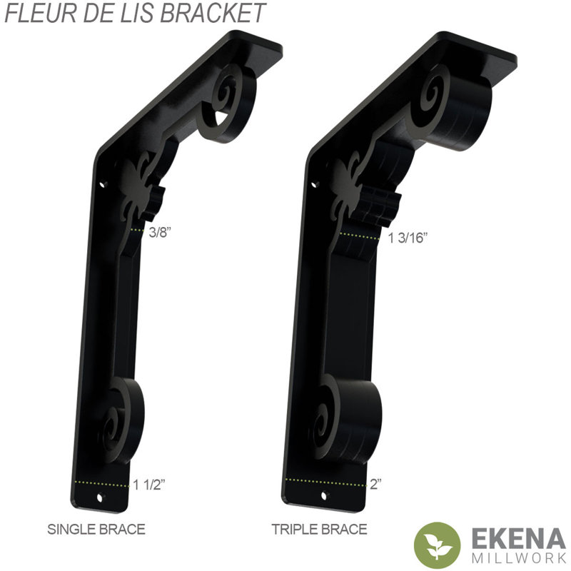 Support en fer forgé Fleur De Lis, (support central simple) (paquet de 4), 2 po x 15 po