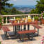 Ensemble de table de patio extérieur avec bancs intégrés et trou pour parasol