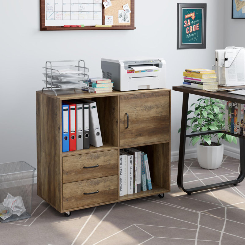 80cm Wide 2 -Drawer Mobile File Cabinet, Rustic Brown