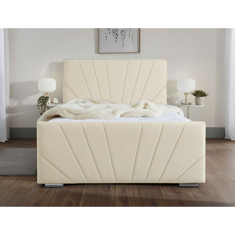 Ebenezer Upholstered Bed Frame, Double (4'6), Cream