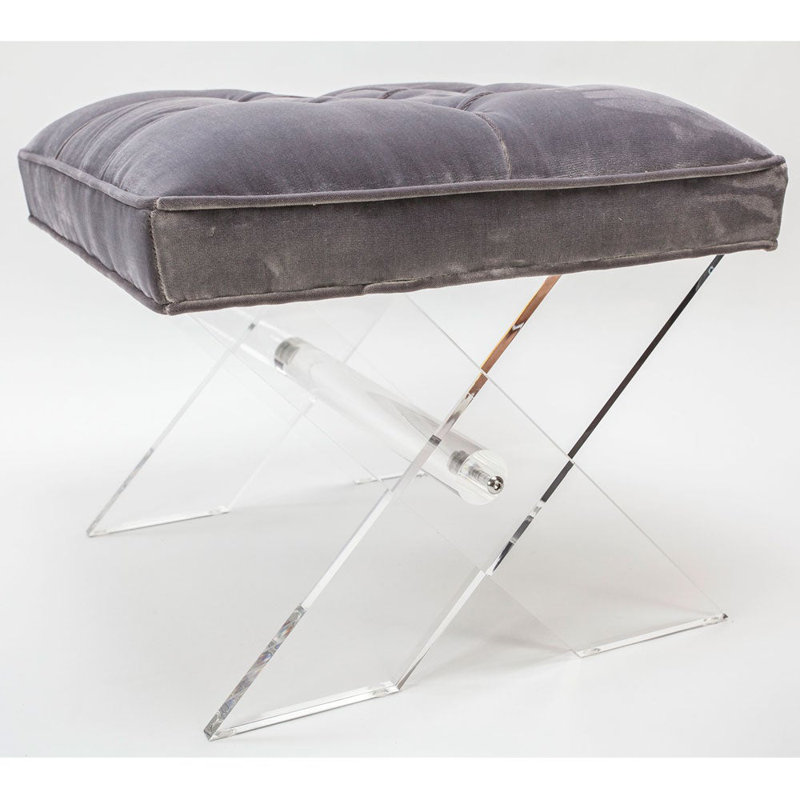 Tabouret de coiffeuse en plastique et velours