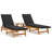 Alies 200cm Long Reclining Acacia Double Chaise with Cushions and Table
