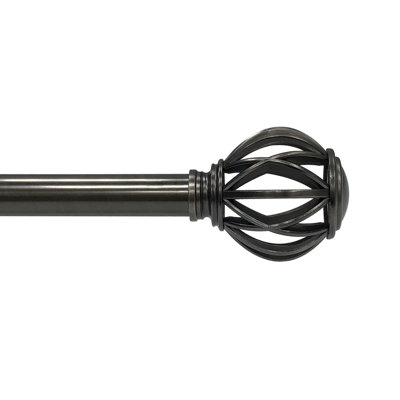 Ensemble de tringle à rideaux simple 1 "avec embouts de cage décoratifs_Gunmetal