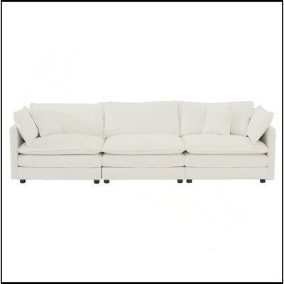 Canapé moderne, ensemble de canapé modulaire à assise très profonde 3 pièces pour salon, canapé surdimensionné, canapé 3 places, causeuse et canapé simple, chenille blanche