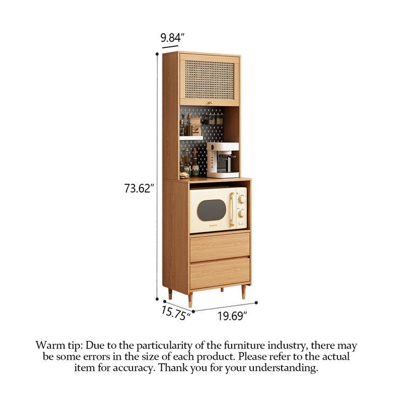 Armoire de rangement en rotin en bois massif de style médiéval