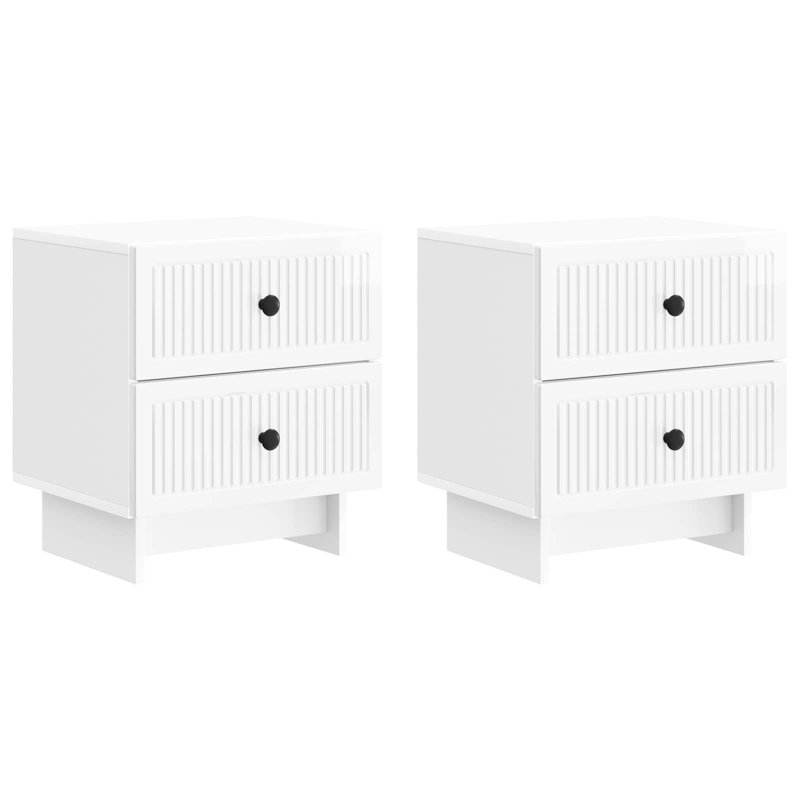 43cm W Manufactured Wood Bedside Table, High Gloss White