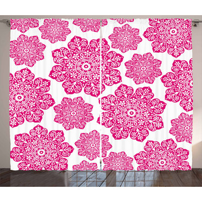 Batik with Eastern Design Mandala 2 Piece Floral Semi-Sheer Curtain Panel Set
