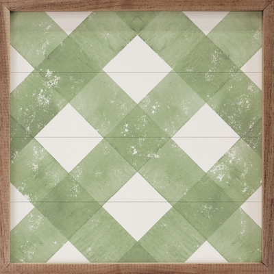 Motif écossais vert sur fond blanc
