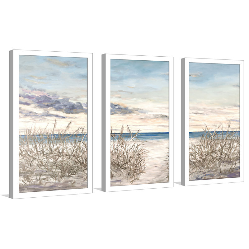 "Peaceful Beaches", impression sur acrylique 3 pièces, H 33,5 po x l 52,5 po x P 1 po