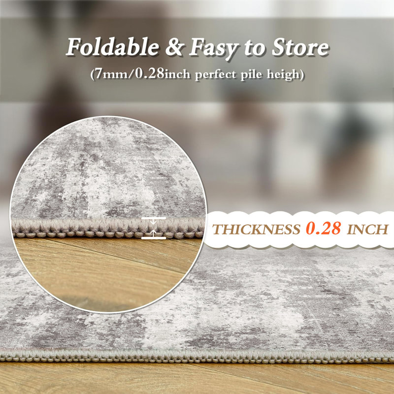 Elroy Modern Abstract Machine Washable Area Rug with Non-Slip Backing, Rectangle 5' x 7'