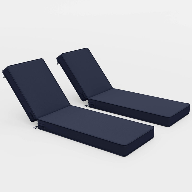 Outdoor Chaise Lounge Chair Cushion, Navy Blue, 2, 80" W x 26" D