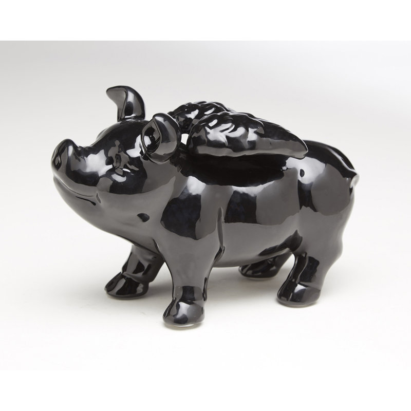 Flying Pig Figure, Black