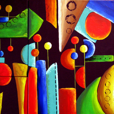 «Renie Britenbucher Funky Abstract» par Renie Britenbucher, reproduction sur toile tendue