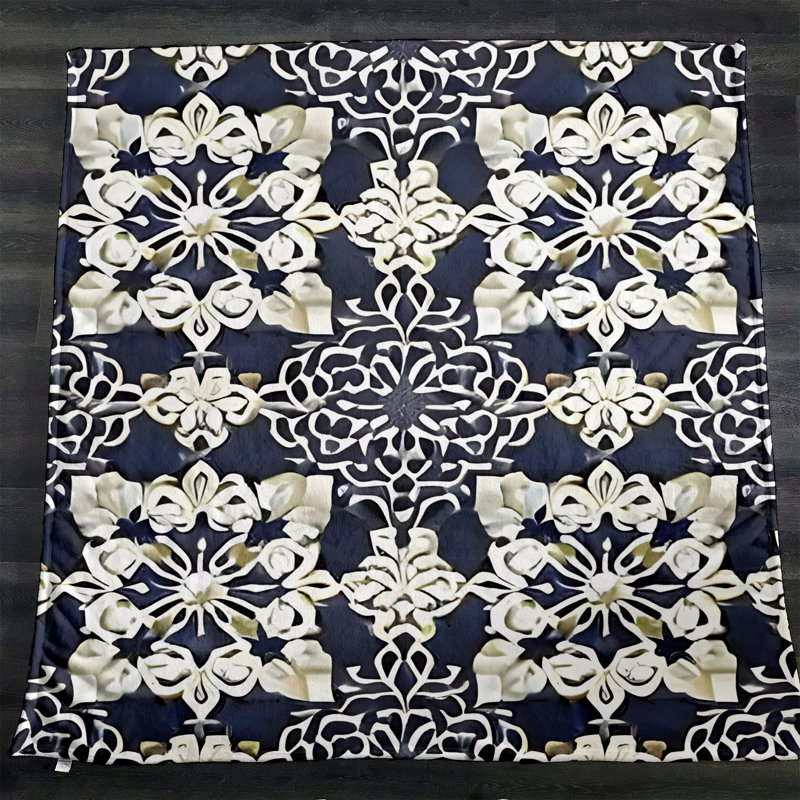 Throw Blanket, 68" W x 80" L, Abstract, Blue/Tan