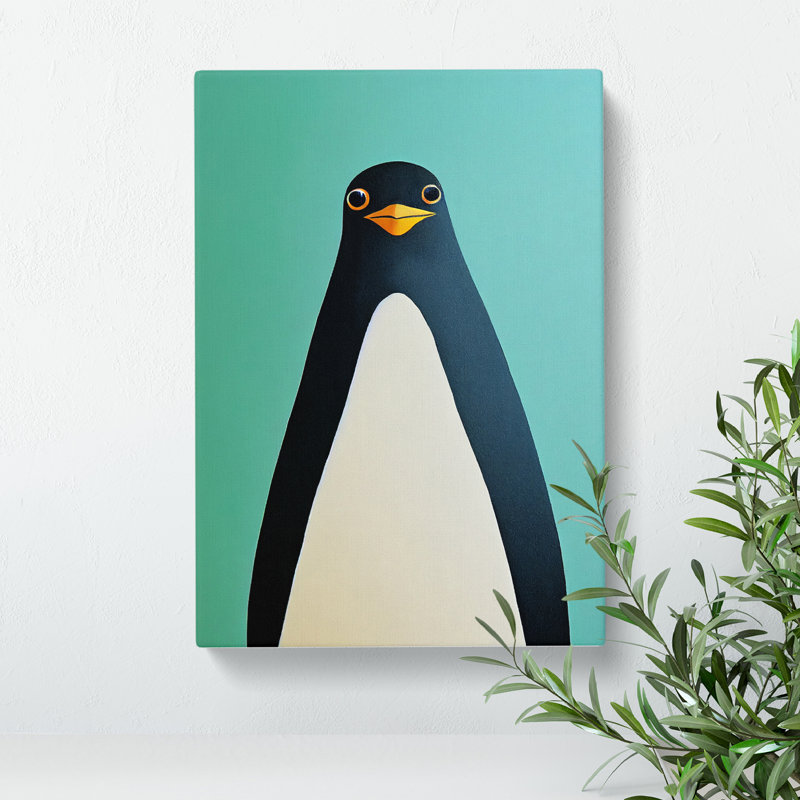 XV1022-4870X Unique Penguin Art No.2 Abstract, No Matte, Wrapped Canvas, 50cm H x 35cm W