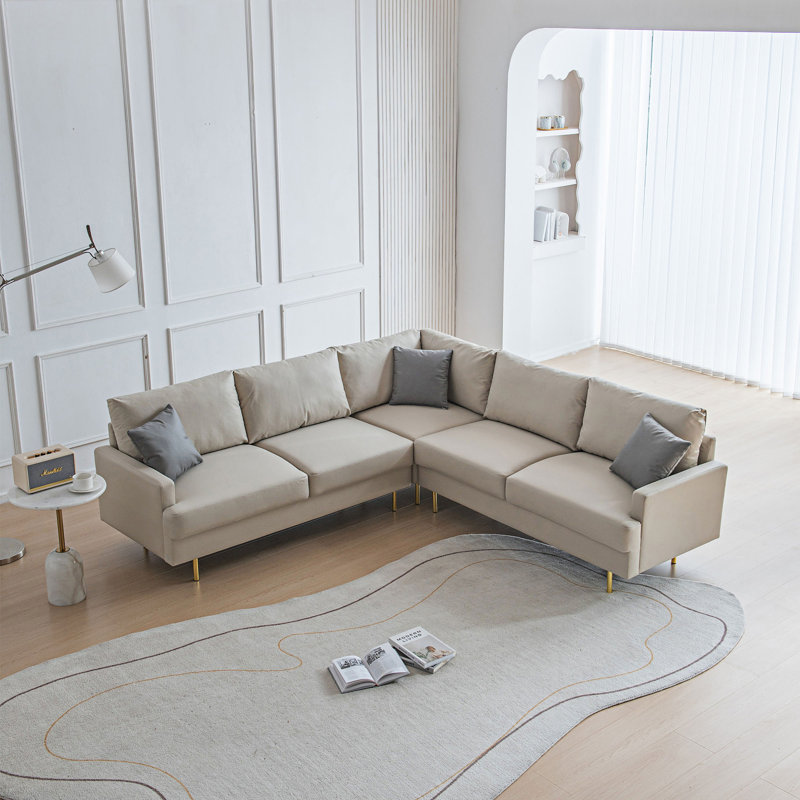 Canapé modulaire en cuir 3 pièces Bellflower, Cuir technique beige