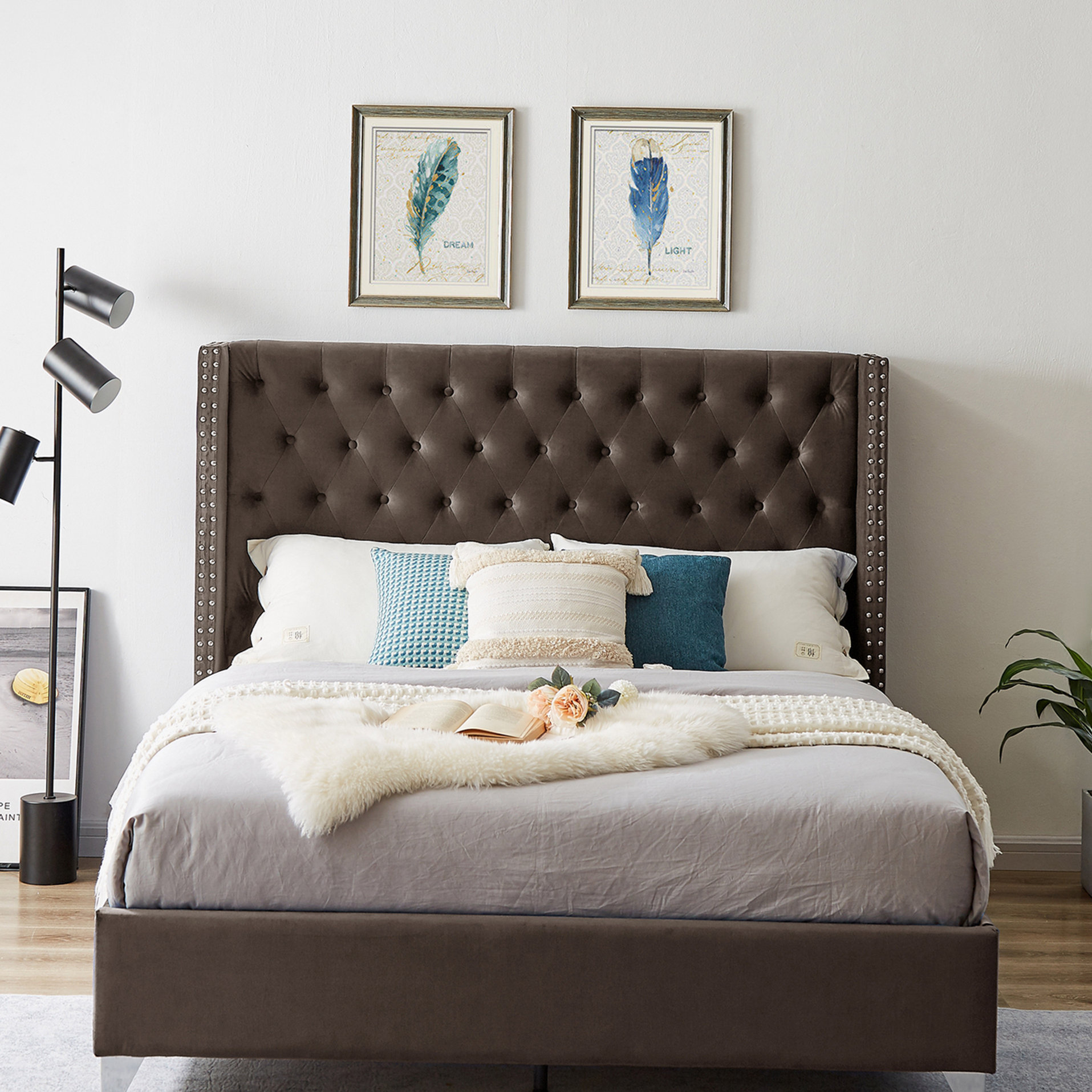 House of Hampton® Januell Upholstered Wingback Bed | Wayfair