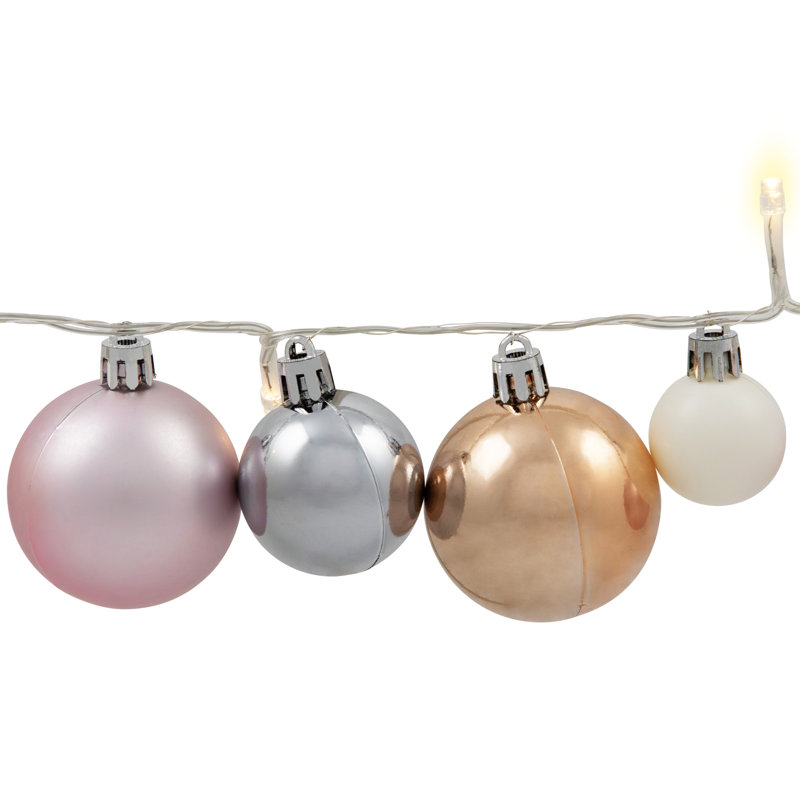 Ornament String Christmas Lights - Warm White LED - 3' Clear Wire - 10Ct, Pink