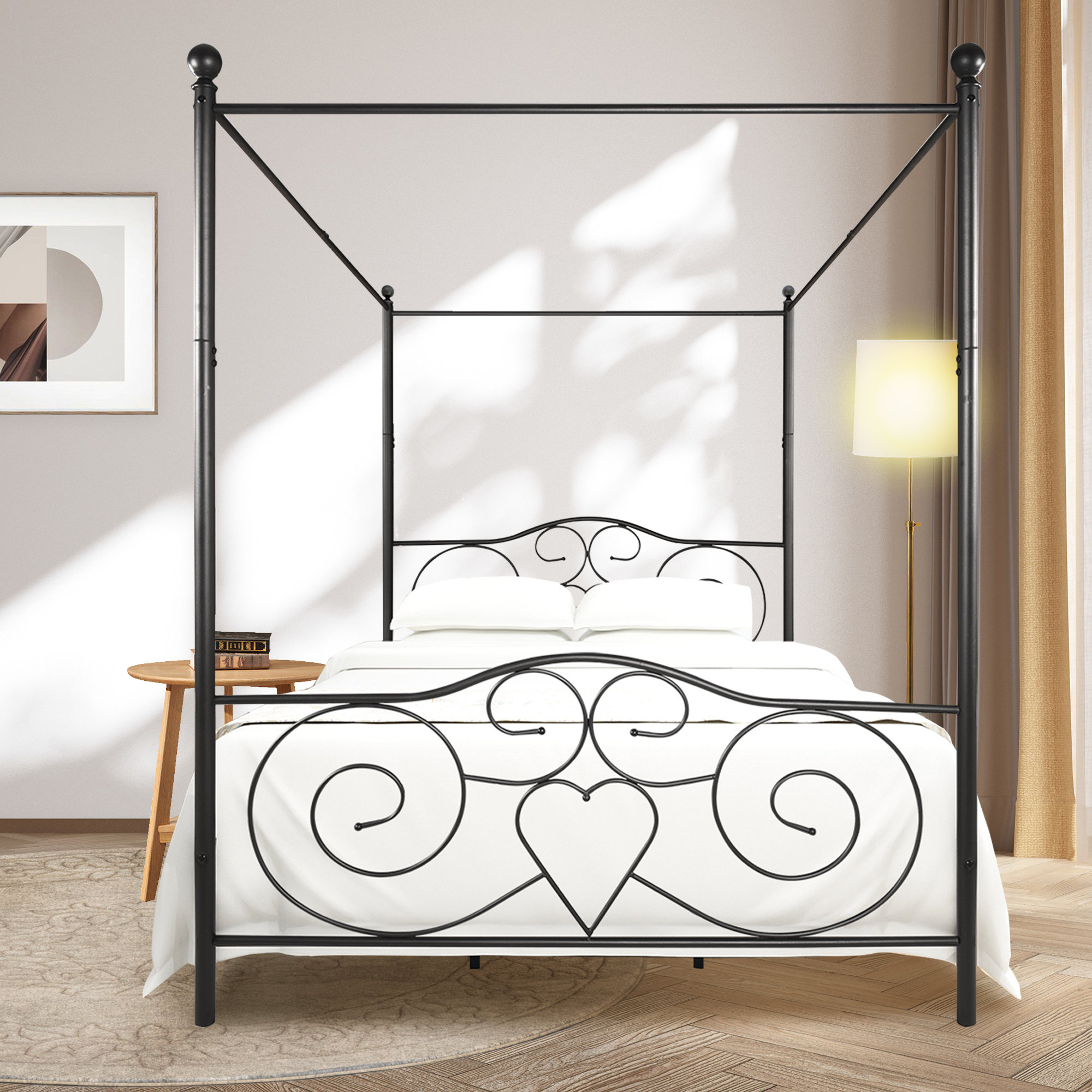 Winston Porter Orio Metal Canopy Bed | Wayfair
